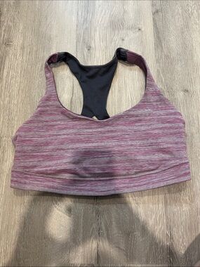 lululemon athletica Heathered Mauve Striped Racerback Sports Bra with Black Back